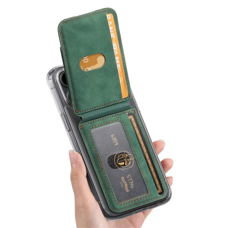 KB-61 Card Holder Adhesive Ring Kickstand Skin-Touch Leather Card Bag Sleeve Pouch