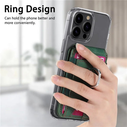 KB-61 Card Holder Adhesive Ring Kickstand Skin-Touch Leather Card Bag Sleeve Pouch