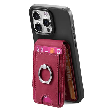 KB-61 Card Holder Adhesive Ring Kickstand Skin-Touch Leather Card Bag Sleeve Pouch