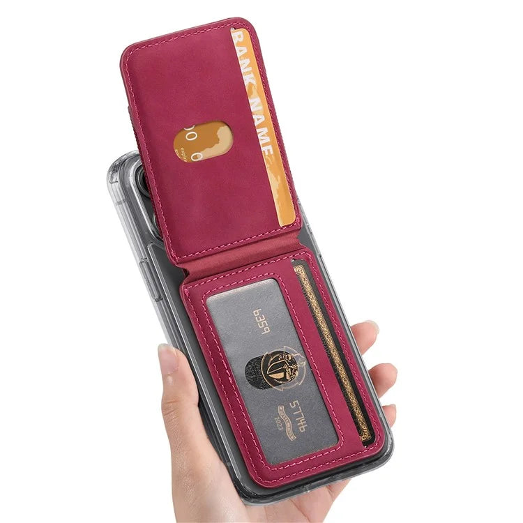 KB-61 Card Holder Adhesive Ring Kickstand Skin-Touch Leather Card Bag Sleeve Pouch