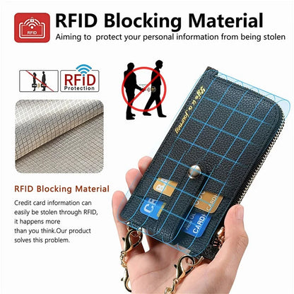 GB01 Slim RFID Blocking Card Holder Zip ID Case Small Leather Wallet Coin Purse