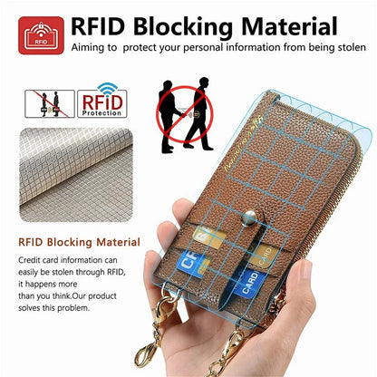 GB01 Slim RFID Blocking Card Holder Zip ID Case Small Leather Wallet Coin Purse