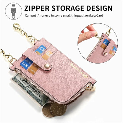 GB01 Slim RFID Blocking Card Holder Zip ID Case Small Leather Wallet Coin Purse