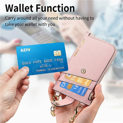 GB01 Slim RFID Blocking Card Holder Zip ID Case Small Leather Wallet Coin Purse