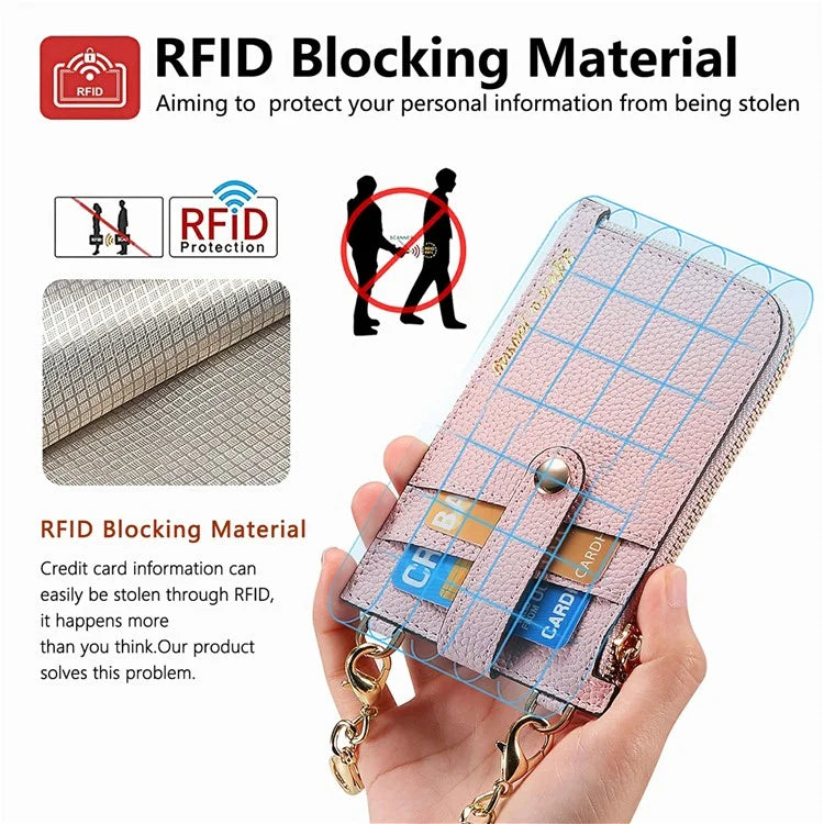 GB01 Slim RFID Blocking Card Holder Zip ID Case Small Leather Wallet Coin Purse