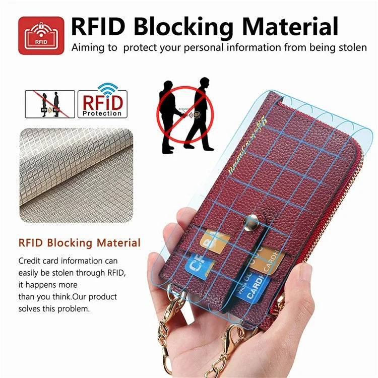GB01 Slim RFID Blocking Card Holder Zip ID Case Small Leather Wallet Coin Purse
