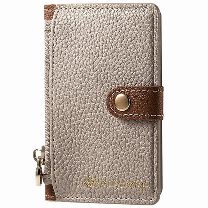 PU Leather Phone Card Bag Adhesive Kickstand Zipper Card Holder