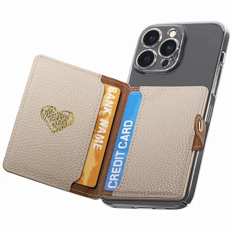 PU Leather Phone Card Bag Adhesive Kickstand Zipper Card Holder