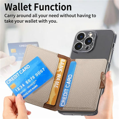 PU Leather Phone Card Bag Adhesive Kickstand Zipper Card Holder