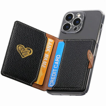 PU Leather Phone Card Bag Adhesive Kickstand Zipper Card Holder
