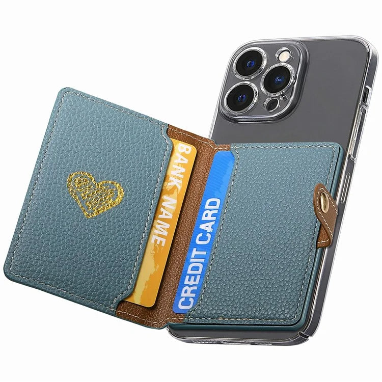 PU Leather Phone Card Bag Adhesive Kickstand Zipper Card Holder