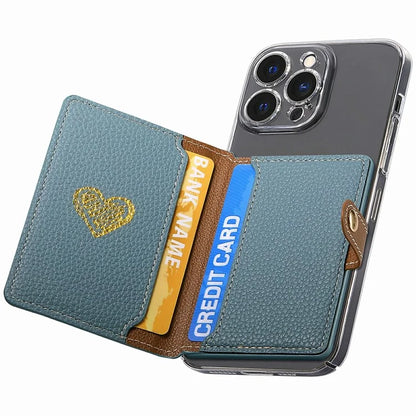 PU Leather Phone Card Bag Adhesive Kickstand Zipper Card Holder