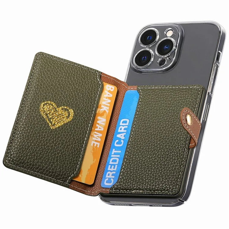 PU Leather Phone Card Bag Adhesive Kickstand Zipper Card Holder