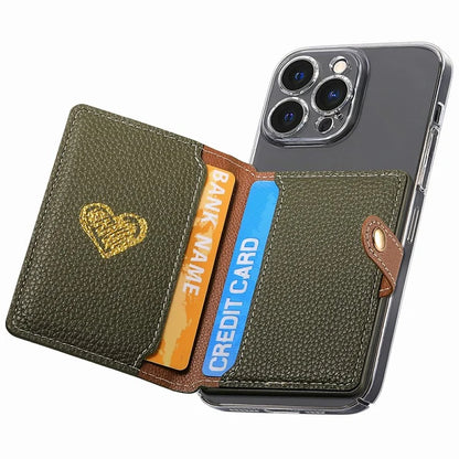 PU Leather Phone Card Bag Adhesive Kickstand Zipper Card Holder