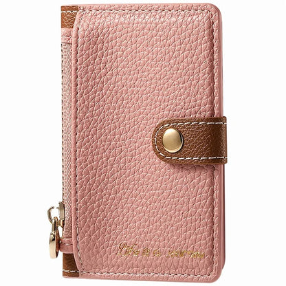 PU Leather Phone Card Bag Adhesive Kickstand Zipper Card Holder