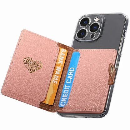 PU Leather Phone Card Bag Adhesive Kickstand Zipper Card Holder