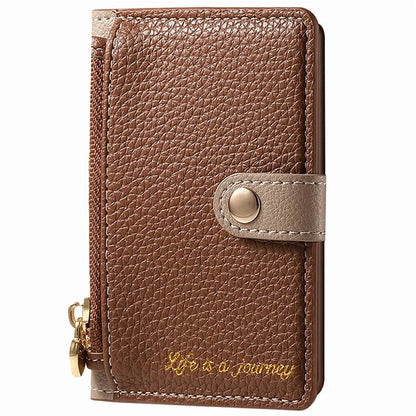 PU Leather Phone Card Bag Adhesive Kickstand Zipper Card Holder