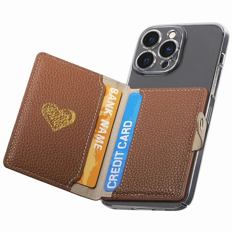PU Leather Phone Card Bag Adhesive Kickstand Zipper Card Holder