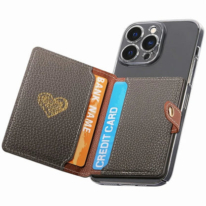 PU Leather Phone Card Bag Adhesive Kickstand Zipper Card Holder