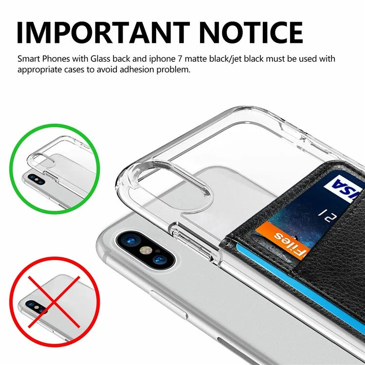 Adhesive Phone Card Bag Wallet Litchi Texture Leather Kickstand Card Holder