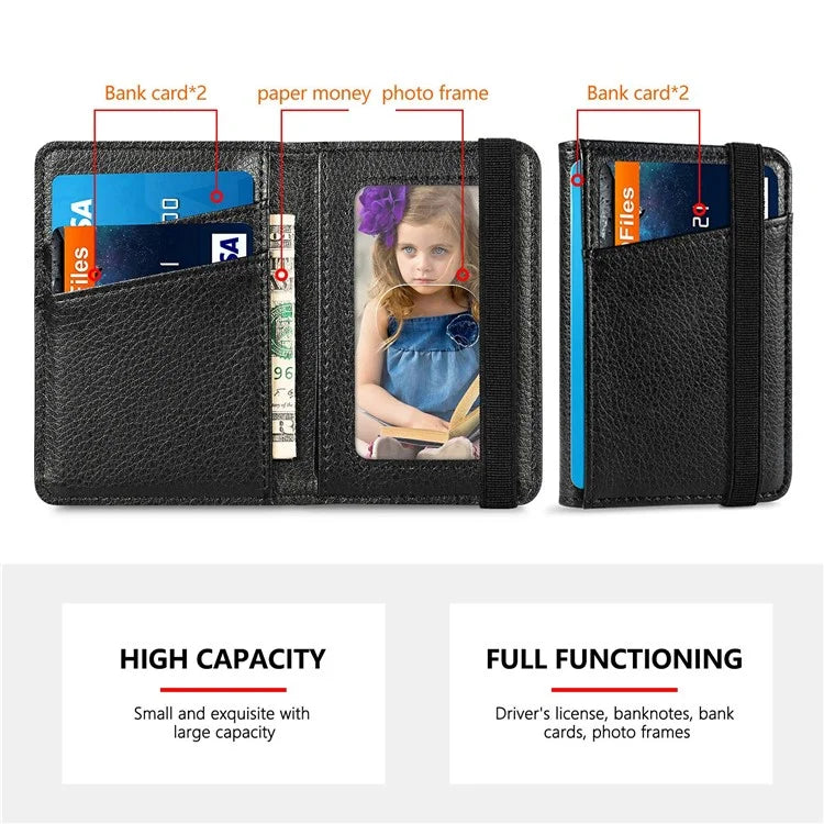 Adhesive Phone Card Bag Wallet Litchi Texture Leather Kickstand Card Holder