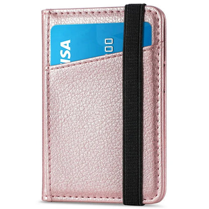 Adhesive Phone Card Bag Wallet Litchi Texture Leather Kickstand Card Holder