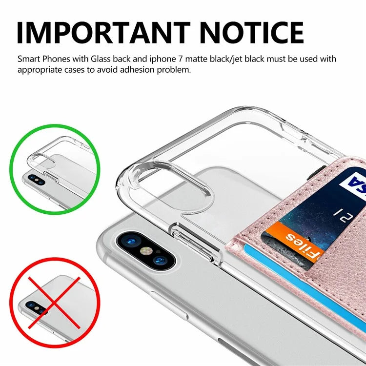 Adhesive Phone Card Bag Wallet Litchi Texture Leather Kickstand Card Holder
