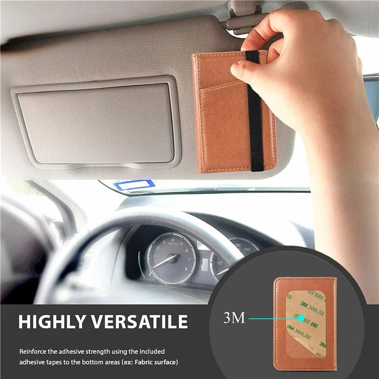 Adhesive Phone Card Bag Wallet Litchi Texture Leather Kickstand Card Holder