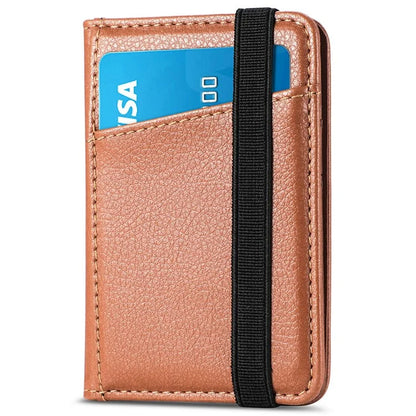 Adhesive Phone Card Bag Wallet Litchi Texture Leather Kickstand Card Holder