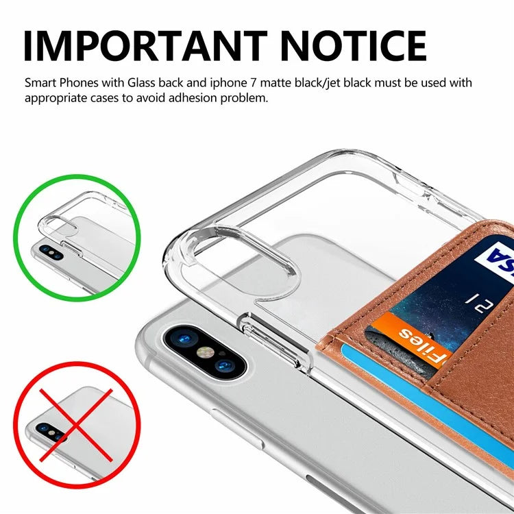 Adhesive Phone Card Bag Wallet Litchi Texture Leather Kickstand Card Holder