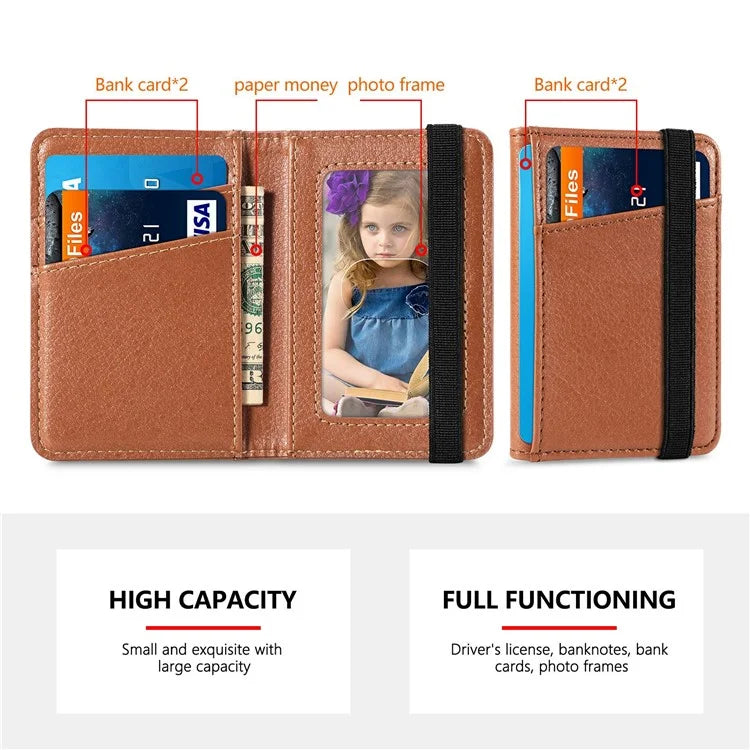 Adhesive Phone Card Bag Wallet Litchi Texture Leather Kickstand Card Holder