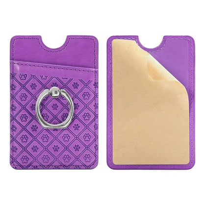 Phone Card Holder Cartoon Cat Paw PU Leather Ring Holder Card Slot