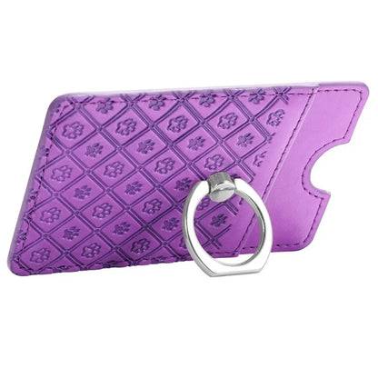Phone Card Holder Cartoon Cat Paw PU Leather Ring Holder Card Slot