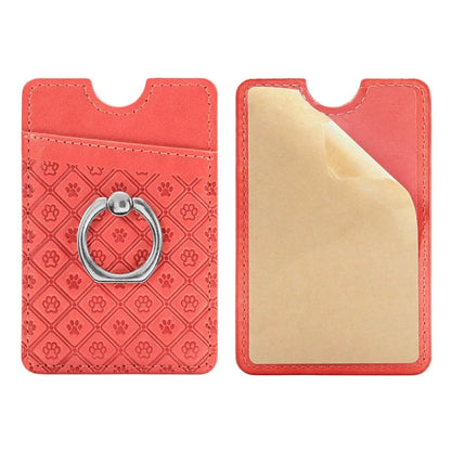 Phone Card Holder Cartoon Cat Paw PU Leather Ring Holder Card Slot