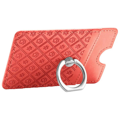 Phone Card Holder Cartoon Cat Paw PU Leather Ring Holder Card Slot