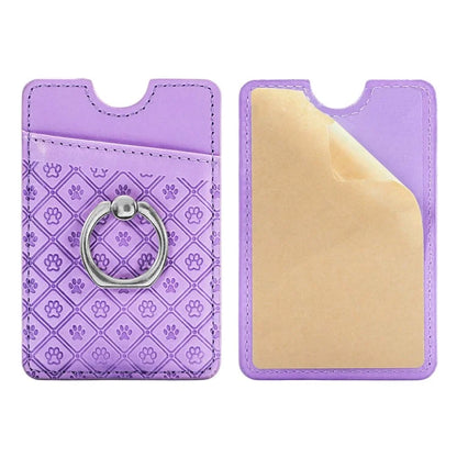 Phone Card Holder Cartoon Cat Paw PU Leather Ring Holder Card Slot