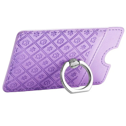 Phone Card Holder Cartoon Cat Paw PU Leather Ring Holder Card Slot