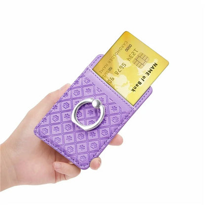Phone Card Holder Cartoon Cat Paw PU Leather Ring Holder Card Slot