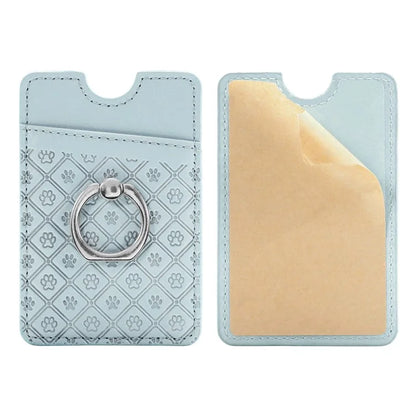 Phone Card Holder Cartoon Cat Paw PU Leather Ring Holder Card Slot