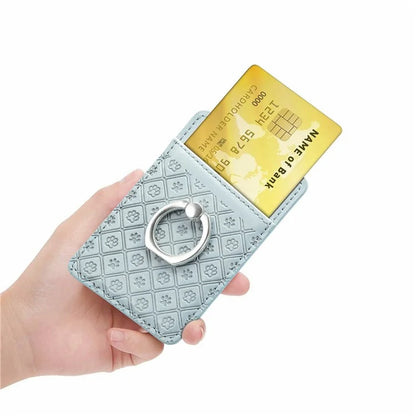 Phone Card Holder Cartoon Cat Paw PU Leather Ring Holder Card Slot