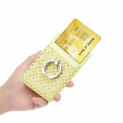 Phone Card Holder Cartoon Cat Paw PU Leather Ring Holder Card Slot