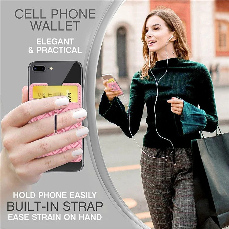 Phone Card Holder Cartoon Cat Paw PU Leather Ring Holder Card Slot