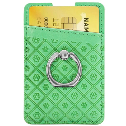 Phone Card Holder Cartoon Cat Paw PU Leather Ring Holder Card Slot