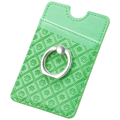 Phone Card Holder Cartoon Cat Paw PU Leather Ring Holder Card Slot