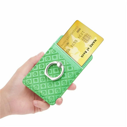 Phone Card Holder Cartoon Cat Paw PU Leather Ring Holder Card Slot