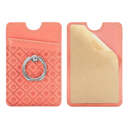 Phone Card Holder Cartoon Cat Paw PU Leather Ring Holder Card Slot