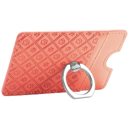 Phone Card Holder Cartoon Cat Paw PU Leather Ring Holder Card Slot