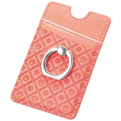 Phone Card Holder Cartoon Cat Paw PU Leather Ring Holder Card Slot