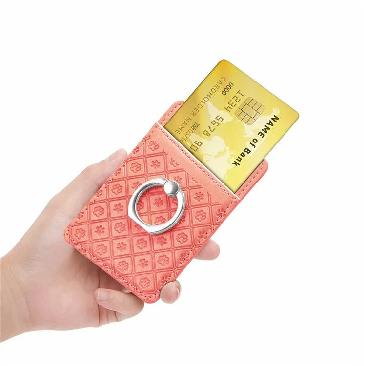 Phone Card Holder Cartoon Cat Paw PU Leather Ring Holder Card Slot