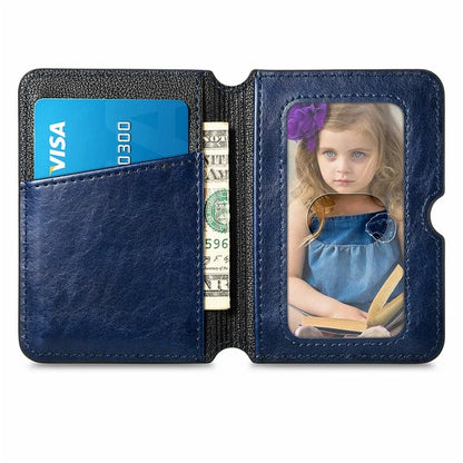 RFID Blocking Card Holder PU Leather Adhesive Phone Card Bag Kickstand